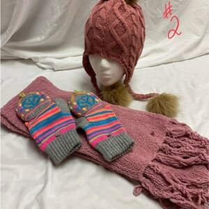 hat, scarf, and glove set